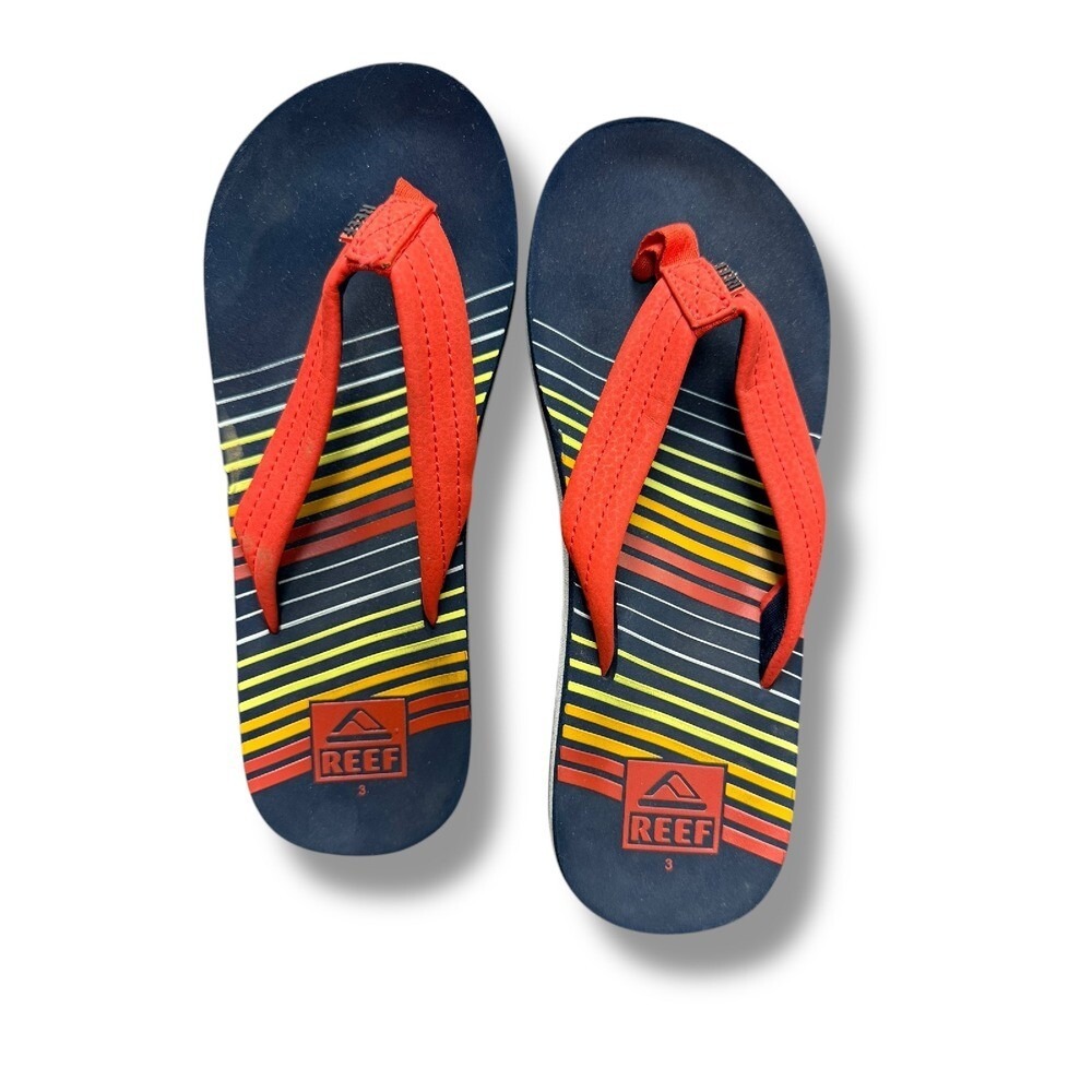 Reef Kids Flip Flops Sandals Striped Comfort Beach Pool Slides Size 3